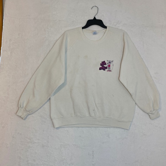 Jerzees Other - Vintage The Purple Moose Saloon Graphic Sweatshirt XXL Cream Surfer Moose